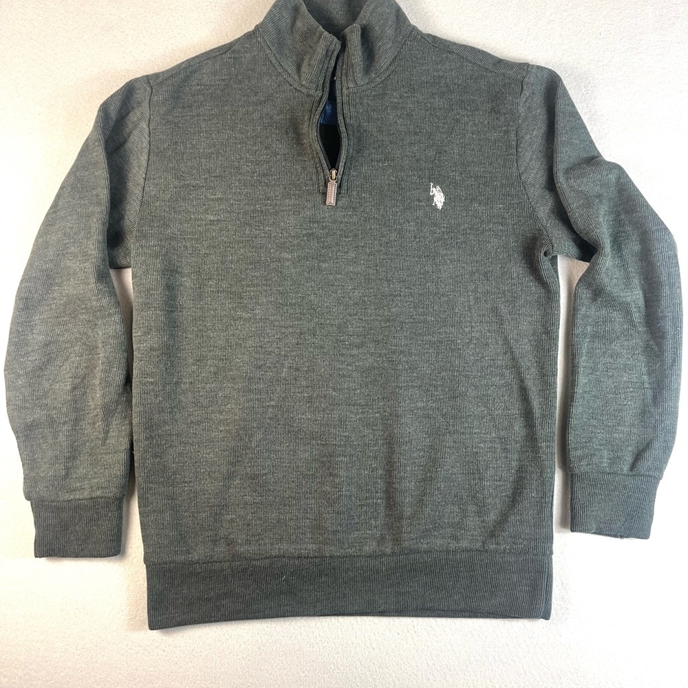 U.S. Polo Assn. Men’s 1/4 Zip Pullover Sweater / Knit – Gray  – Size M